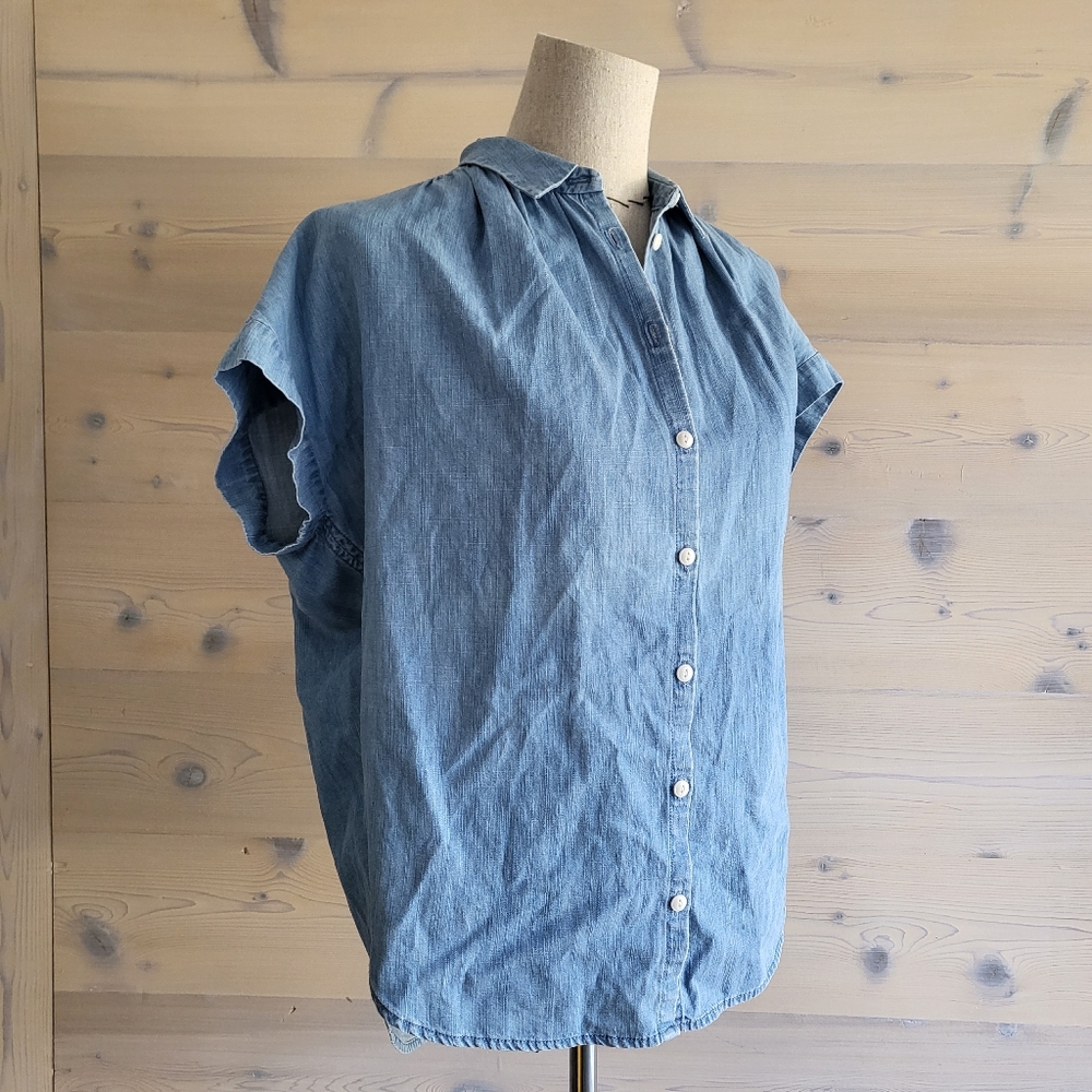 Madewell Central Shirt in Roberta Indigo, Oversize Dolman Chambray Denim XXS - Picture 3 of 6